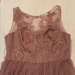 David's Bridal Dusty Rose Lace Gown